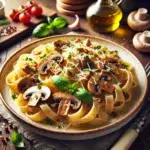 Tagliatelle z pieczarkami i kremowym sosem