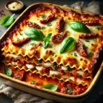 Lasagne z mozzarellą i suszonymi pomidorami