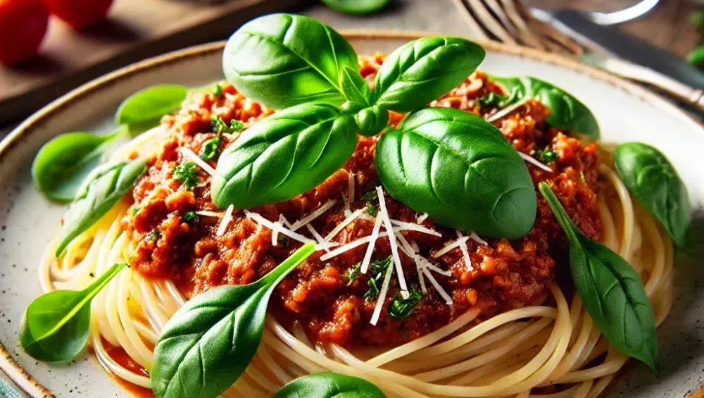 Spaghetti Bolognese ze Świeżym Szpinakiem