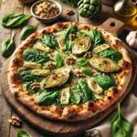 Wegańska pizza z grilla z karczochami i szpinakiem