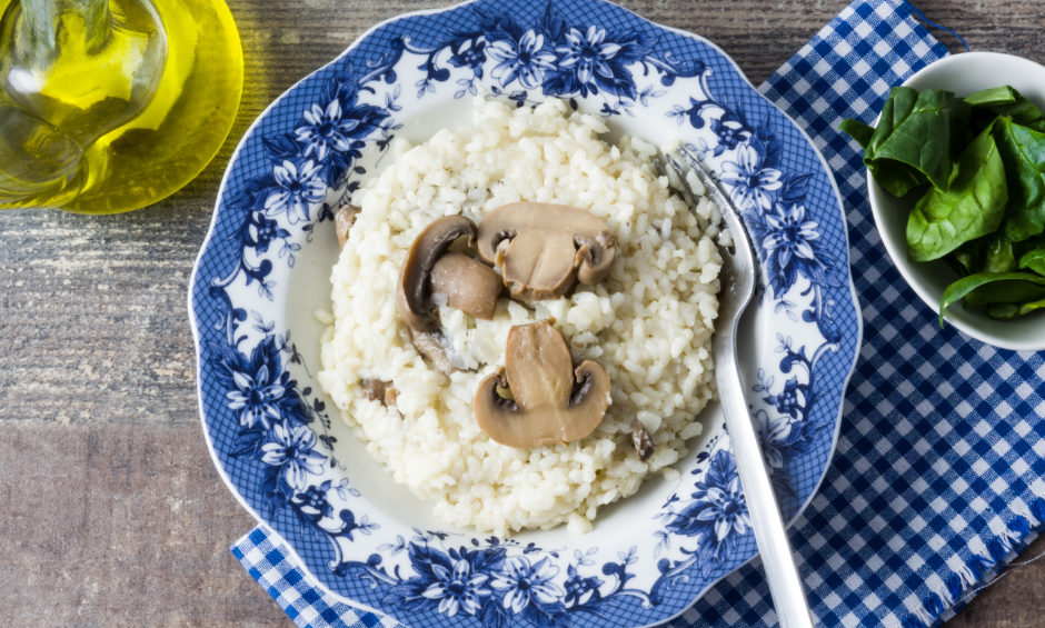 Wegańskie risotto z pieczarkami