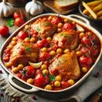 Casserole z kurczakiem, pomidorami i ciecierzycą