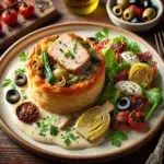 Vol-au-vent ze schabem i porem w sosie pieczarkowym