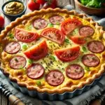 Quiche z kabanosami, serem i musztardą