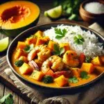 Rozgrzewające mango curry z dynią i krewetkami