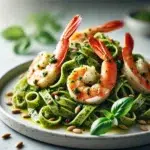 Tagliatelle z Pesto i Krewetkami