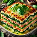 Lasagne z roszponką, szpinakiem i łososiem