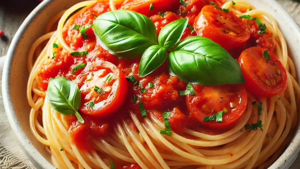 Spaghetti z sosem basilico ze świeżych pomidorków