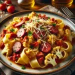 Pappardelle z kalafiorem i czerwonym winem