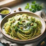 Pełnoziarniste spaghetti z pistacjowym pesto