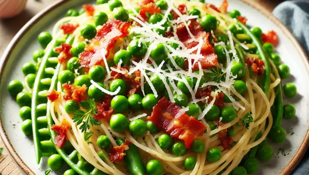 Spaghetti z groszkiem po florencku i Grana Padano