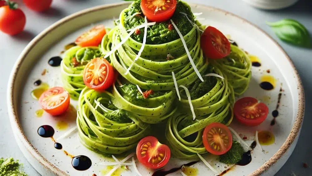 Tagliatelle z pesto i pomidorkami cherry