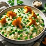 Risotto z zielonym groszkiem i kurkam