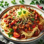 Spaghetti z papryką i natką pietruszki