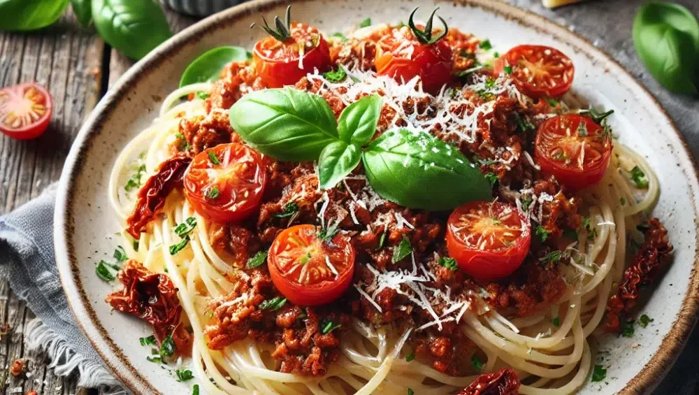 Spaghetti bolognese z suszonymi pomidorami