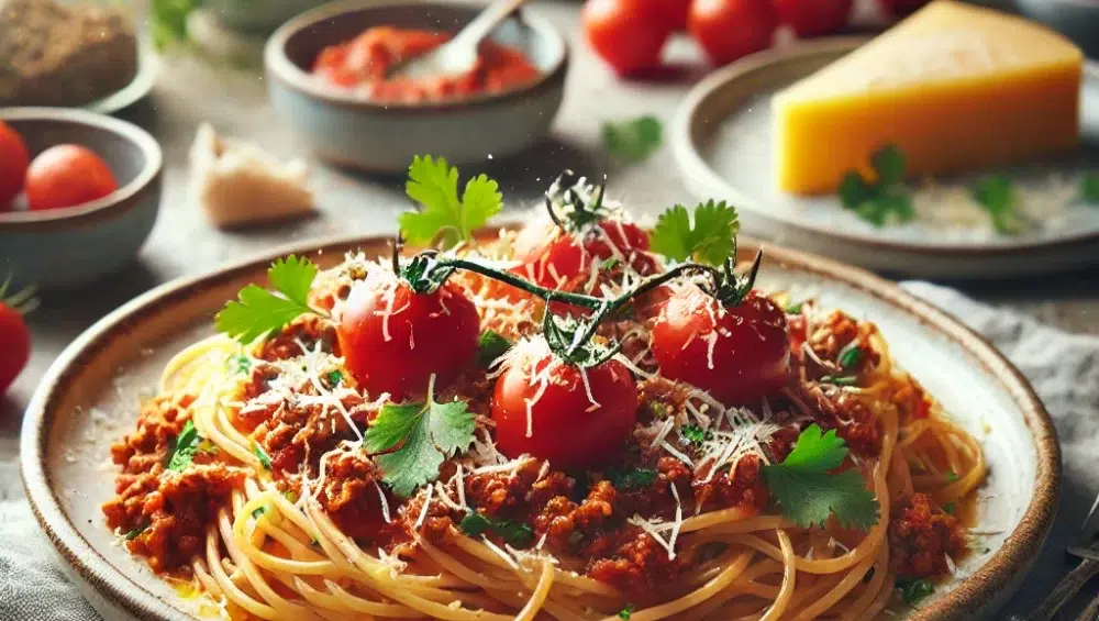 Pomidorowe spaghetti z kolendrą