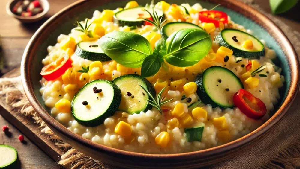 Risotto z cukinią i kukurydzą