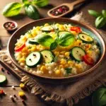 Risotto z cukinią i kukurydzą