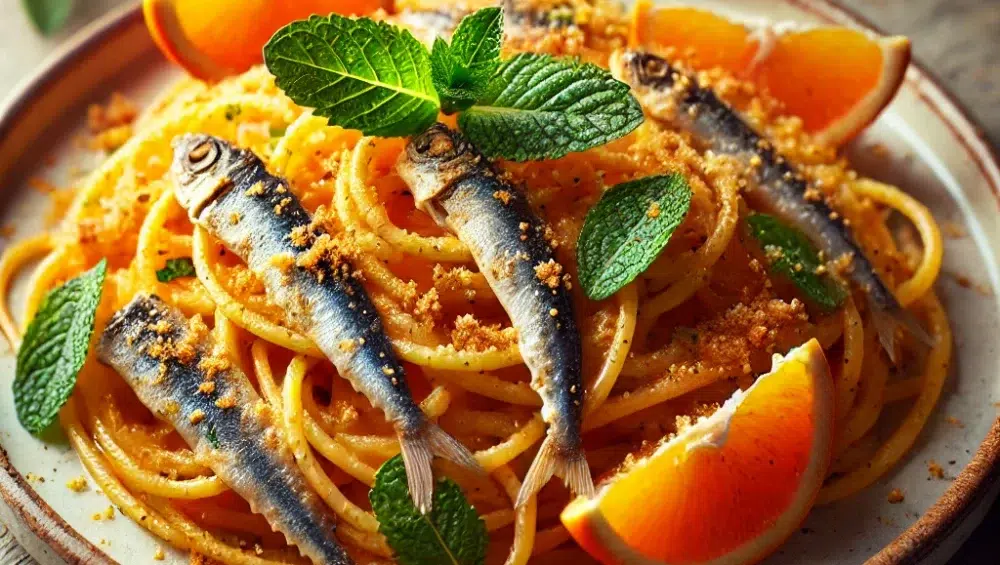 Pomarańczowe spaghetti z anchois