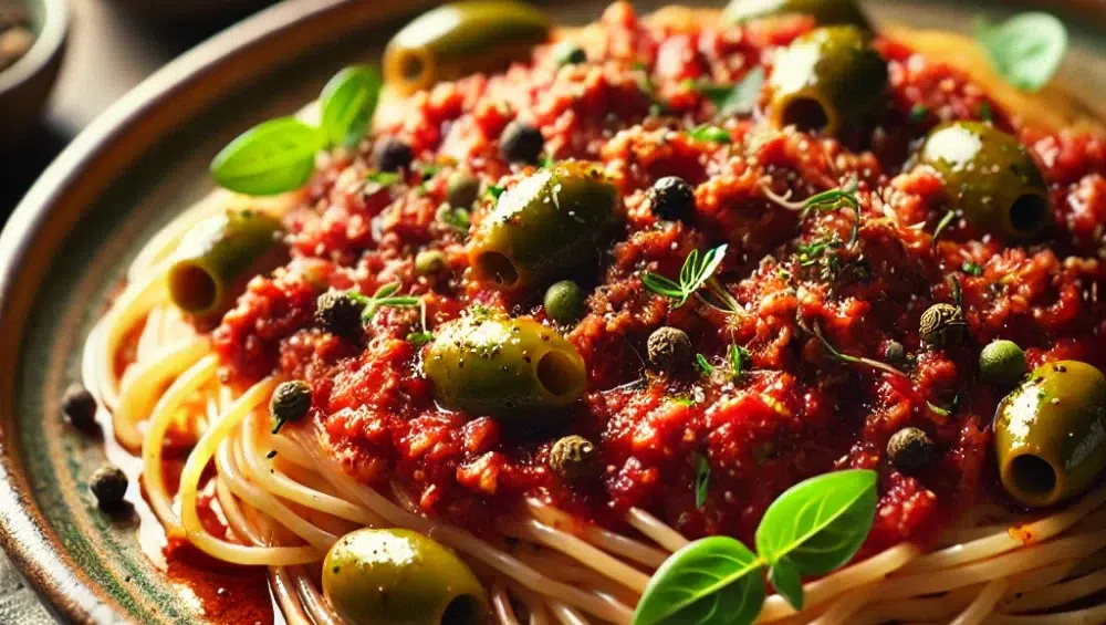 Spaghetti z zielonym pieprzem i wołowiną