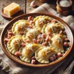 Pierogi z mieloną wołowiną i szynką parmeńską