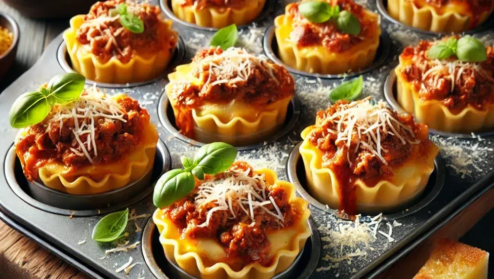 Mini lasagne pieczone w formie na muffiny