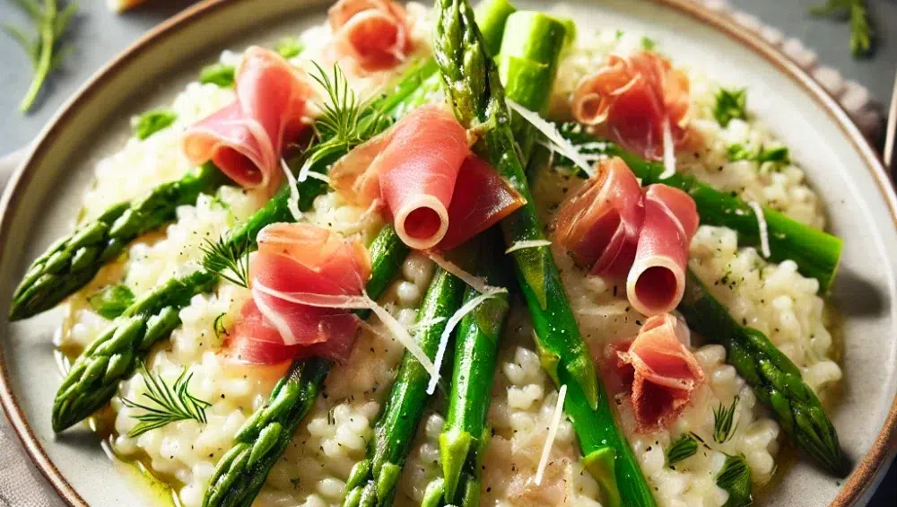 Risotto ze szparagami i suszoną szynką