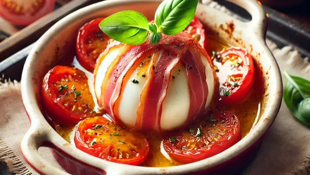 Pieczona mozzarella z pomidorami