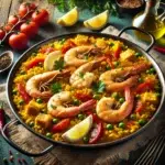 Paella z kurczakiem i krewetkami