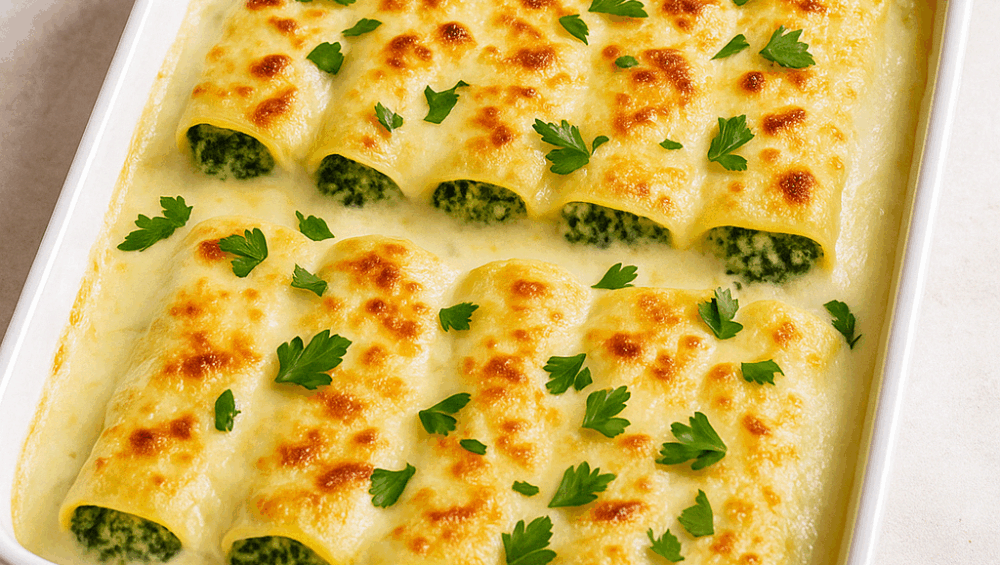 Cannelloni ze szpinakiem w sosie beszamelowym