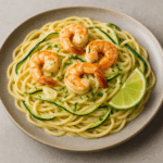 Spaghetti z krewetkami, cukinią i limonką