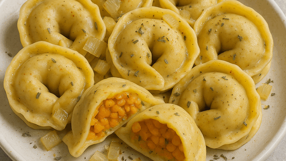 Pierożki z dynią i soczewicą na ostro