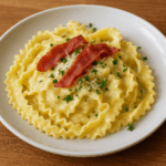 Makaron ricciarelle w sosie serowym