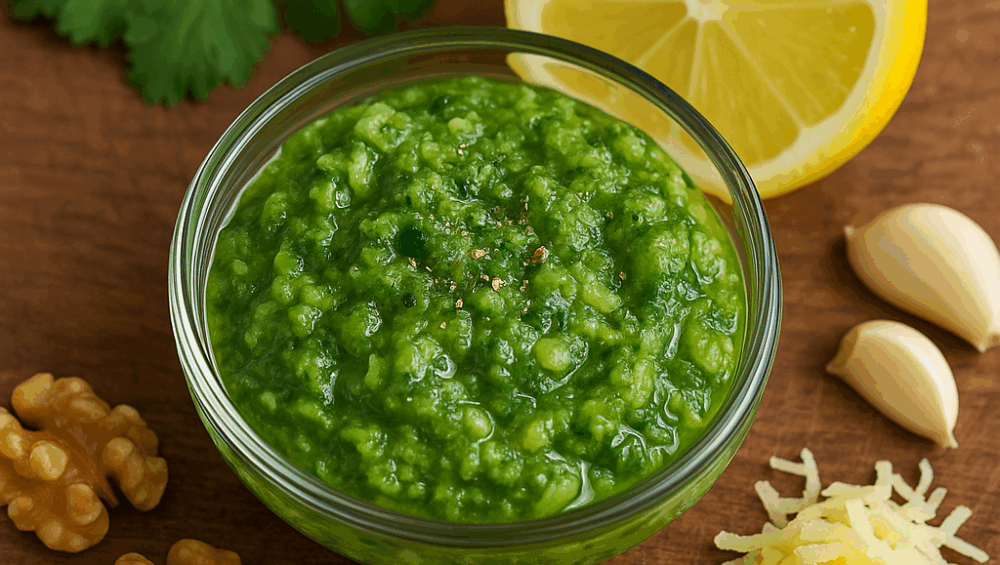 Cytrynowe pesto z listkami kolendry