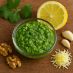 Cytrynowe pesto z listkami kolendry