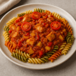 Tricolore z kurczakiem i sosem pomidorowym