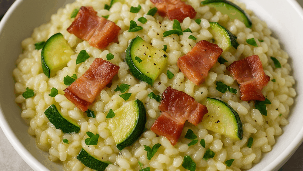 risotto z cukinią i boczkiem