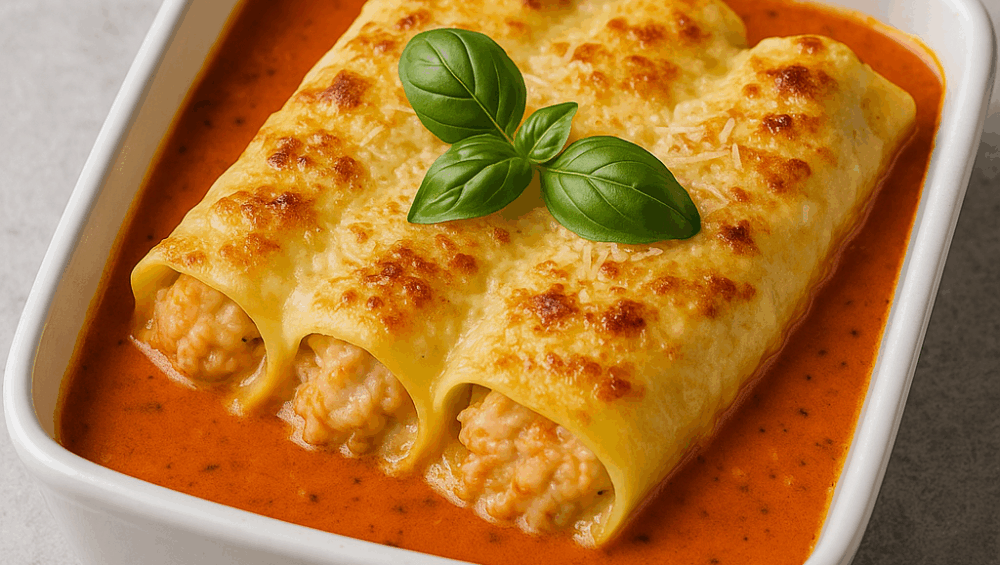 Cannelloni z farszem krabowym i sosem homarowym