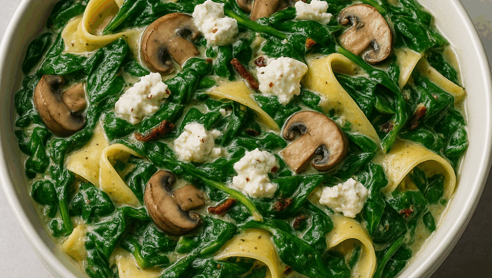 Pappardelle ze szpinakiem i kozim serem