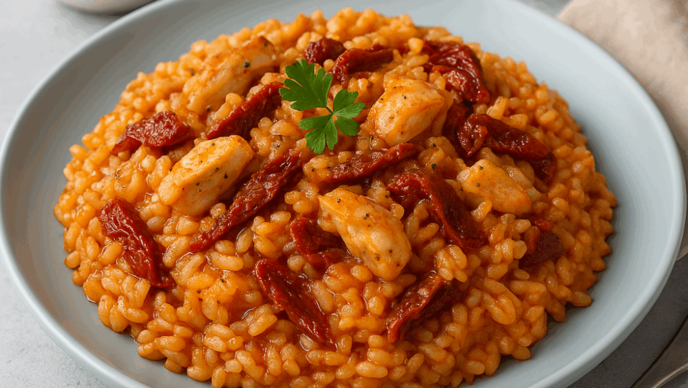 Risotto z kurczakiem i suszonymi pomidorami