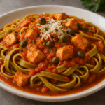 tagliatelle z kurczakiem i kaparami