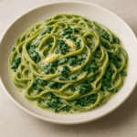 tagliatelle ze szpinakiem i czosnkiem