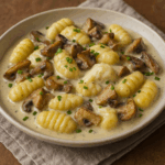 gnocchi z grzybami i mozzarellą