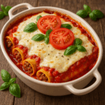 Cannelloni z mięsem, pomidorami i beszamelem czosnkowym