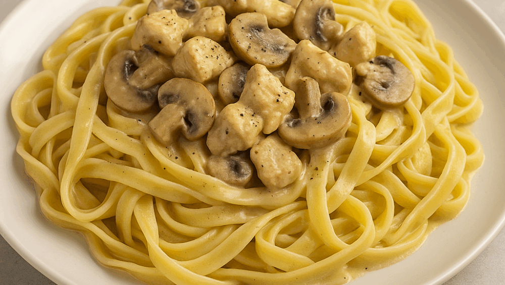Tagliatelle z pieczarkami i kurczakiem
