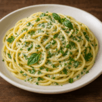 Serowe spaghetti w ziołach