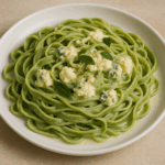 zielone tagliatelle z trzema serami