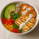 Bowl z halloumi i komosą ryżową