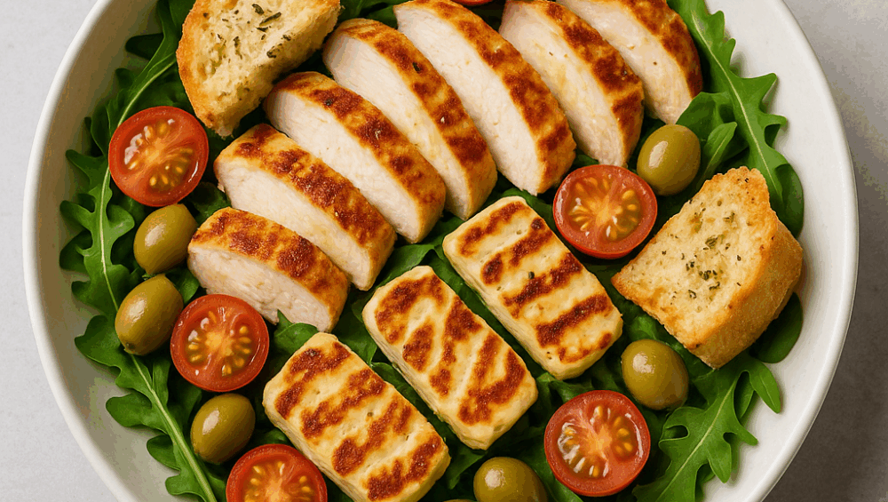 Sałatka z halloumi i kurczakiem