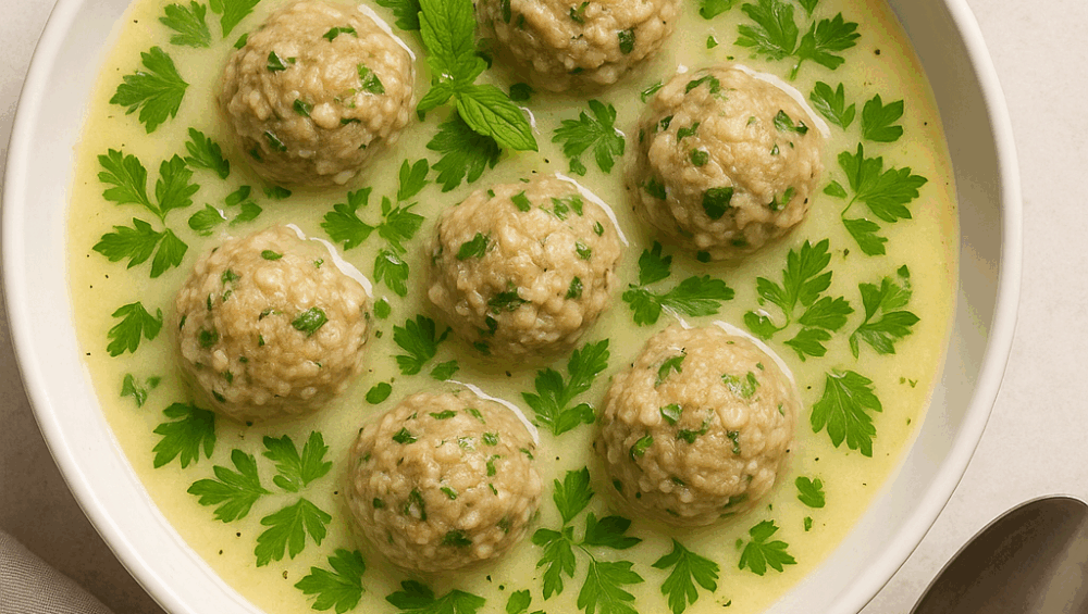 Grecka zupa cytrynowa z kulkami mięsnymi